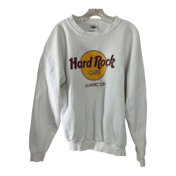 Vintage Hard Rock Cafe Atlantic City Sweatshirt White XL 50/50 Crewneck - Picture 1 of 5